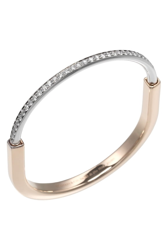 Pre-Owned Tiffany & Co. Lock Bracelet, 18K Pink Gold x White Diamond, Approx. 36.8g, Women's.