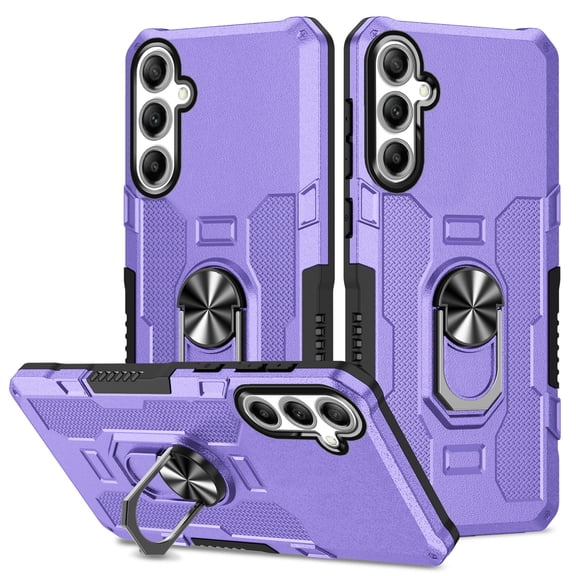 Feishell Case for Samsung Galaxy S25,Shockproof Anti-Fingerprint Hybrid Armor Cover with 360° Rotation Finger Ring Holder Kickstand Magnetic Car Mount Rugged Protective Phone Case,Purple