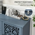 thumbnail image 3 of LFGUIZO 47″Blue Sideboard with 3 Drawers, 2 Doors and 2 Shelves,Bohemia Accent Storage Cabinet with Heart-Shaped Carved Doors,Living room, TV cabinet, 3 of 8