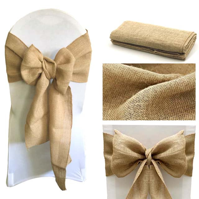 50 Packs 6"x108" Burlap Chair Cover Sashes Bows  Wedding Event Natural Jute SALE 