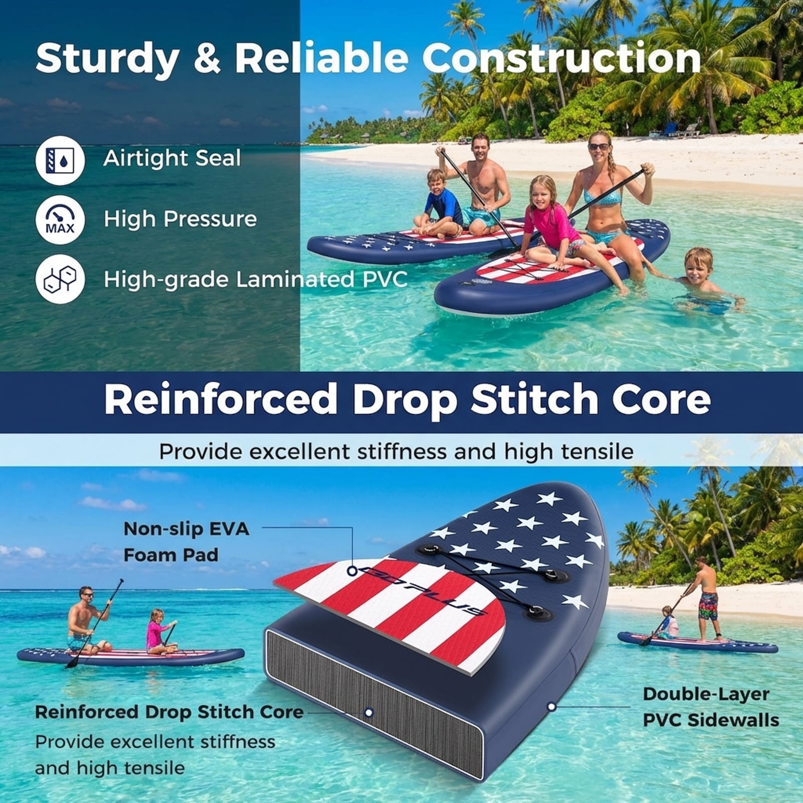 Airfind Inflatable Paddle Board with Fin and Backpack-A