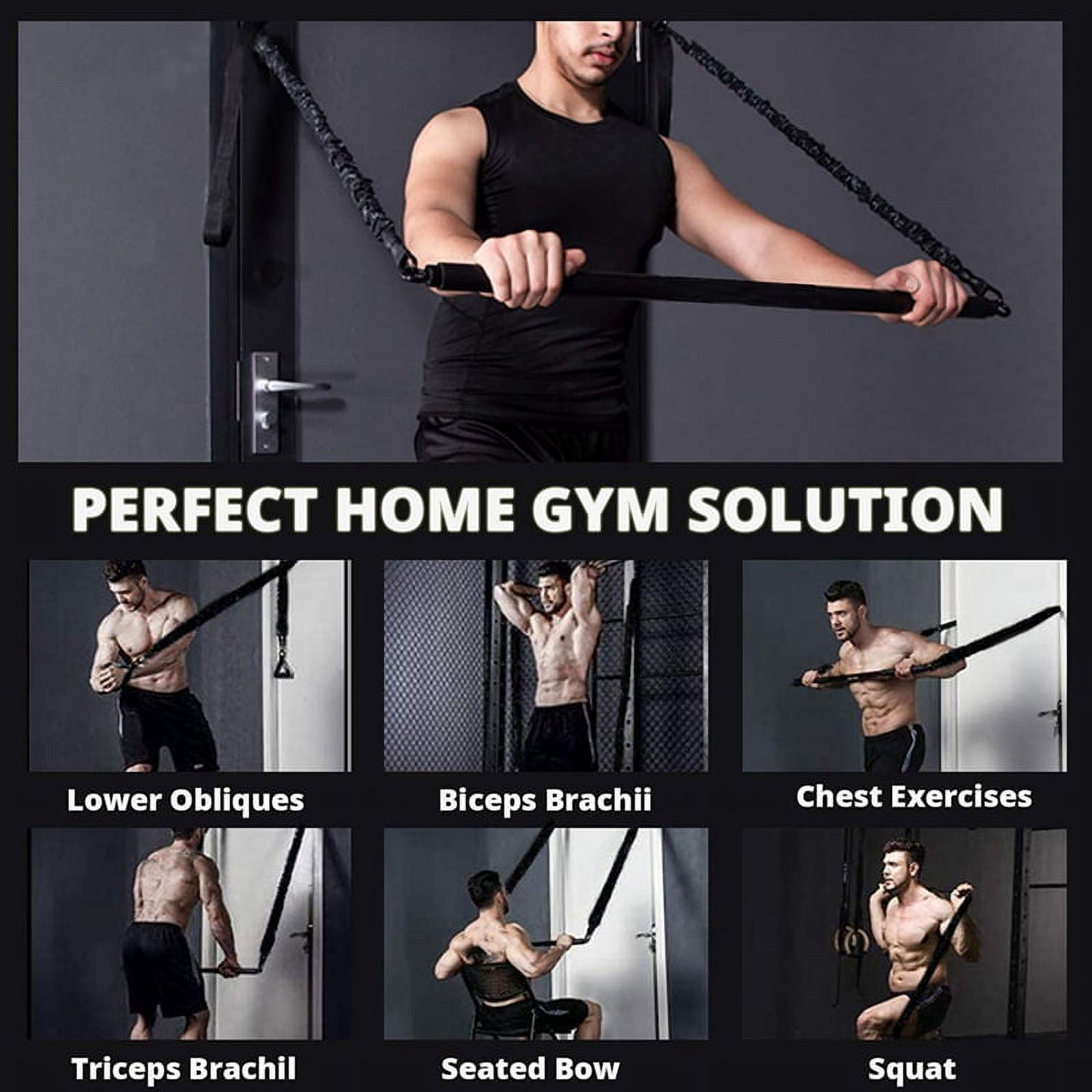 Detachable Resistance Bands Bar 42 Inches Chest Weighted Workout Bar Stick Max Load 800Lb for Gym, Fitness, Home