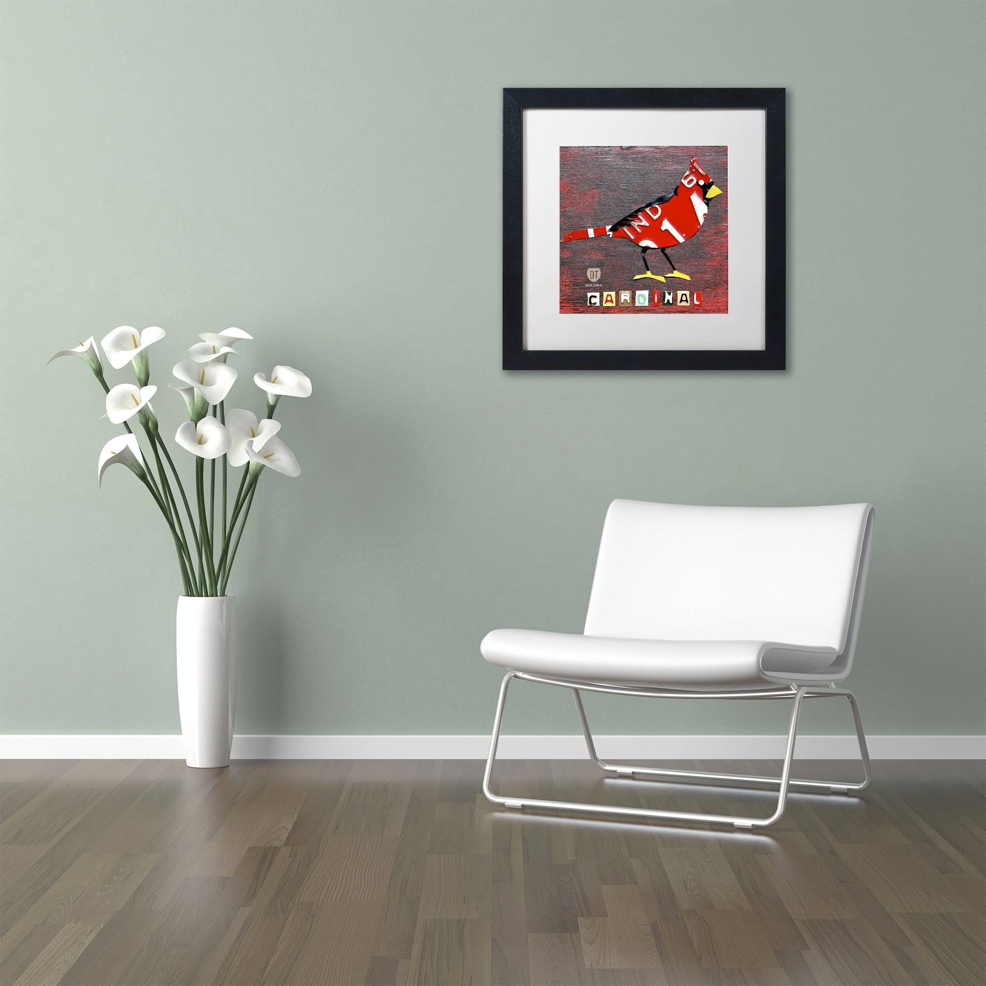 Trademark Fine Art 'Indiana Cardinal' Canvas Art by Design Turnpike, White Matte, Black Frame