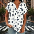 thumbnail image 4 of MaFYtyTPR Women's Short Sleeve Tops Fashion Casual Printed V-Neck Loose Raglan Sleeve Button Loose T-shirts Navy M, 4 of 5
