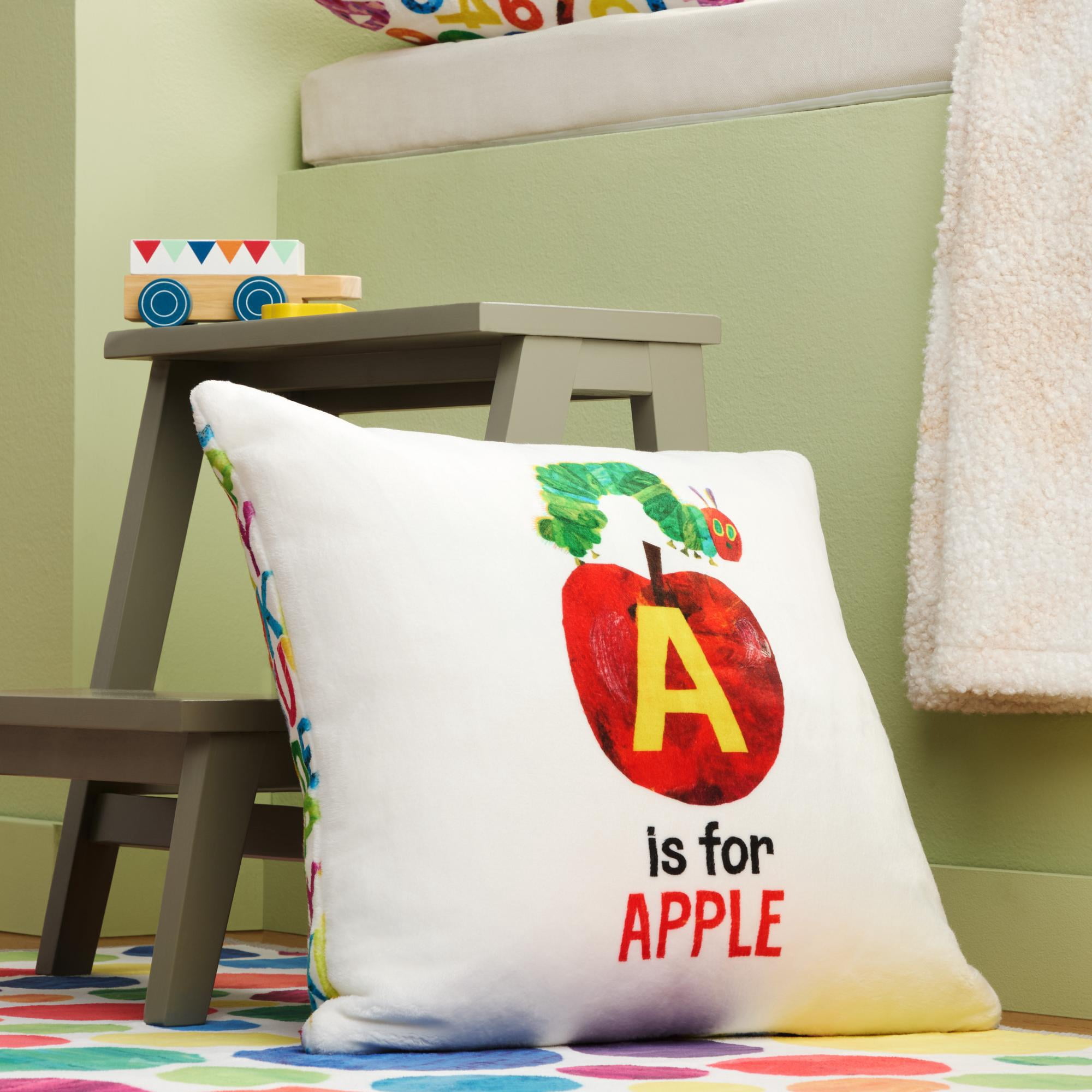 Eric Carle Washable A is for Apple Toddler Pillow, Multicolored, 18"x18"