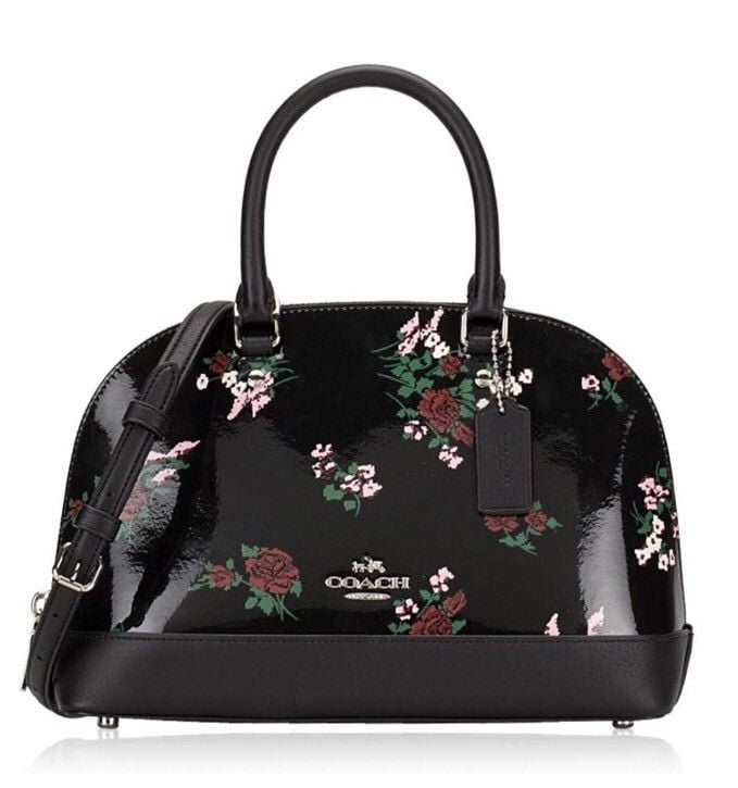 coach black floral purse