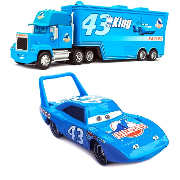 Cars Movie Mcqueen & The King & Chick Hicks & Mack Truck Uncle Diecast Vehicle Toys Set-SinKeeU