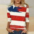 thumbnail image 2 of Women 3/4 Long Sleeve Shirt 4th of July Stars Printed Tee Memorial Day Gift, 2 of 5