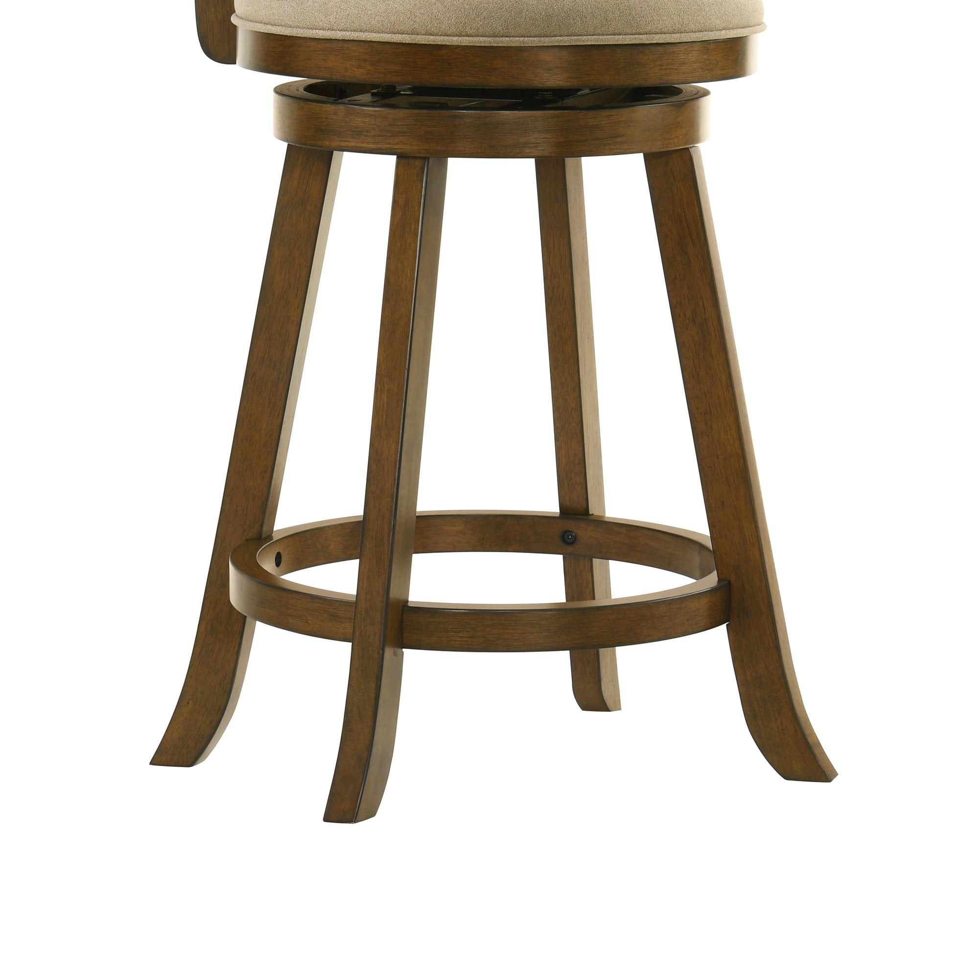 Aiden Modern Farmhouse Swivel Wood Counter Height Kitchen Bar Stool in Sepia Brown Finish with Grey Fabric Upholstered Seat