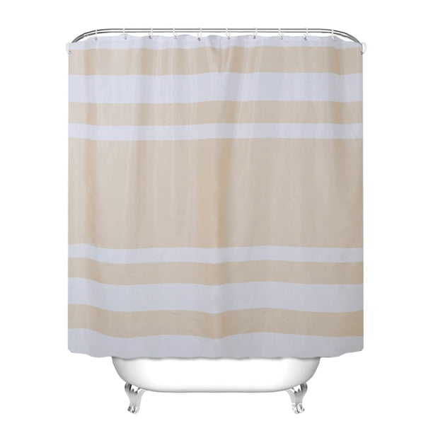 Cateissary Cortina de ducha a rayas, cortinas de ducha impermeables con buena sensación de mano, cortina para tela a rayas Juegos de accesorios de baño Café Marfil B 180*180 CM
