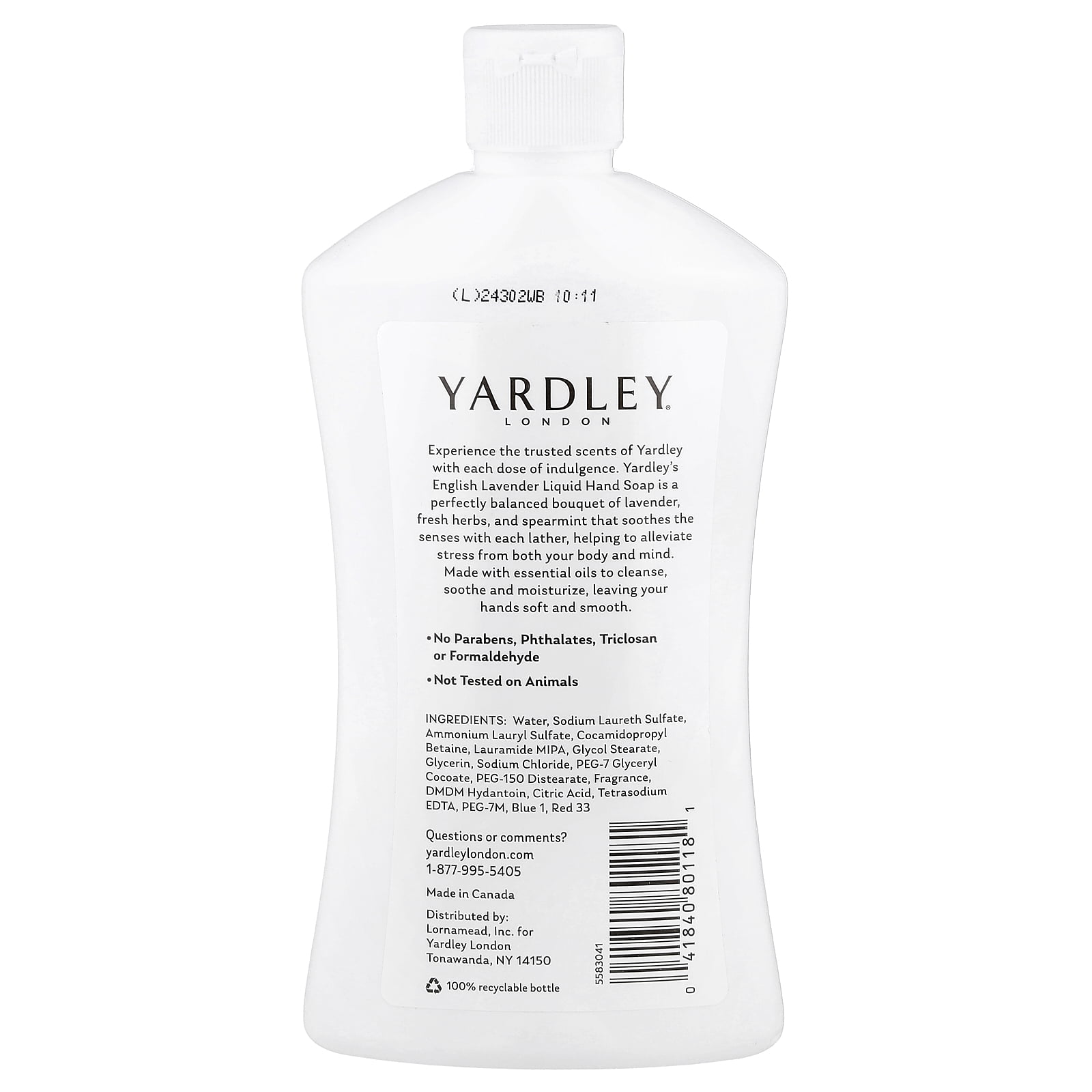 Yardley London English Lavender, Luxurious Hand Soap, Moisturizes & Soothes with Essential Oils, 16 FL OZ (473ml)