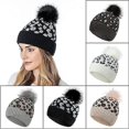 thumbnail image 5 of noir Bonnet Tricot D'hiver Pour Femmes Casquettes Bonnets Et Chapeaux Bonnet En Crochet Lopard Bonnet De Ski Avec Pompon, 5 of 5