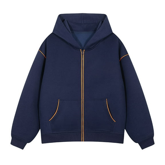 YLSDY Men's Zip Up Hoodie Fleece Sweatshirt Coat Lightweight Fall Casual Long Sleeve Versatile Hooded Jackets with Pockets Navy L