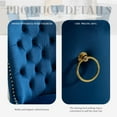 thumbnail image 6 of JESTOP Velvet Dining Chairs Set of 2, Tall Back Side Chair, Modern Upholstered Side Chair with Button Back Ring, Gold Plated Stainless Steel Legs (Blue), 6 of 7