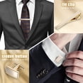 thumbnail image 4 of Juego de gemelos y clip de corbata Sonducket chapados en oro de lujo 3 piezas, 4 of 6