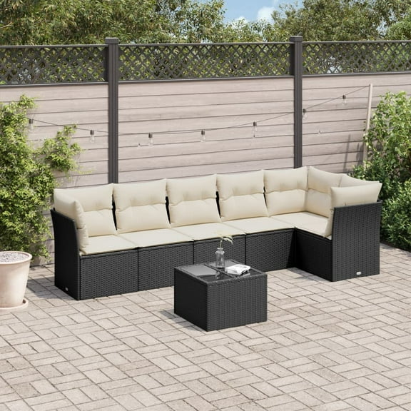 vidaXL Garden Sofa Set Black PE Rattan Large Modular Garden Sofa Set