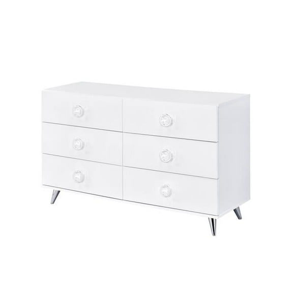31 x 47 x 16 in. White Finish Manufactured Wood Six Drawers Double Dresser
