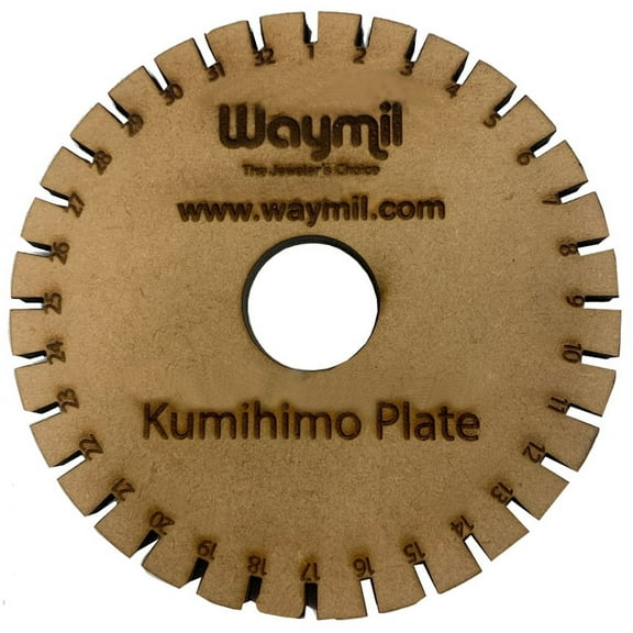 Waymil Kumihimo Hard Wood Round Disk Plate 4" Japanese Braiding Metal