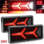 Retrok 2Pcs LED Trailer Truck Lights Rear Tail Light 24V - Durable IP67 Waterproof Dynamic Trailer Indicator Stop Light Brake Turn Reversing Marker Lights