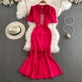 thumbnail image 2 of Vestido con diamantes de cola de pez para mujer, vestido de noche adelgazante con cuello en V, estilo Palacio, vestido romántico francés 2024, 2 of 5