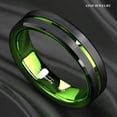 thumbnail image 3 of Tungsten Rings for Men Wedding Bands for Him 6mm Black Green Line, 3 of 6