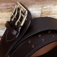thumbnail image 5 of Women's Litchi Veined Double Stitch Double Hole Tapered Leather Belt, 5 of 6