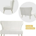 thumbnail image 3 of Newnno Reception Velvet Loveseat Golden Legs Sofa, White, 3 of 5