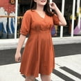 thumbnail image 6 of Plus Size V Neck Mini Dress for Women Short Sleeve Casual Summer A-Line Tunic Dress with Pockets Flowy Sundress, 6 of 7