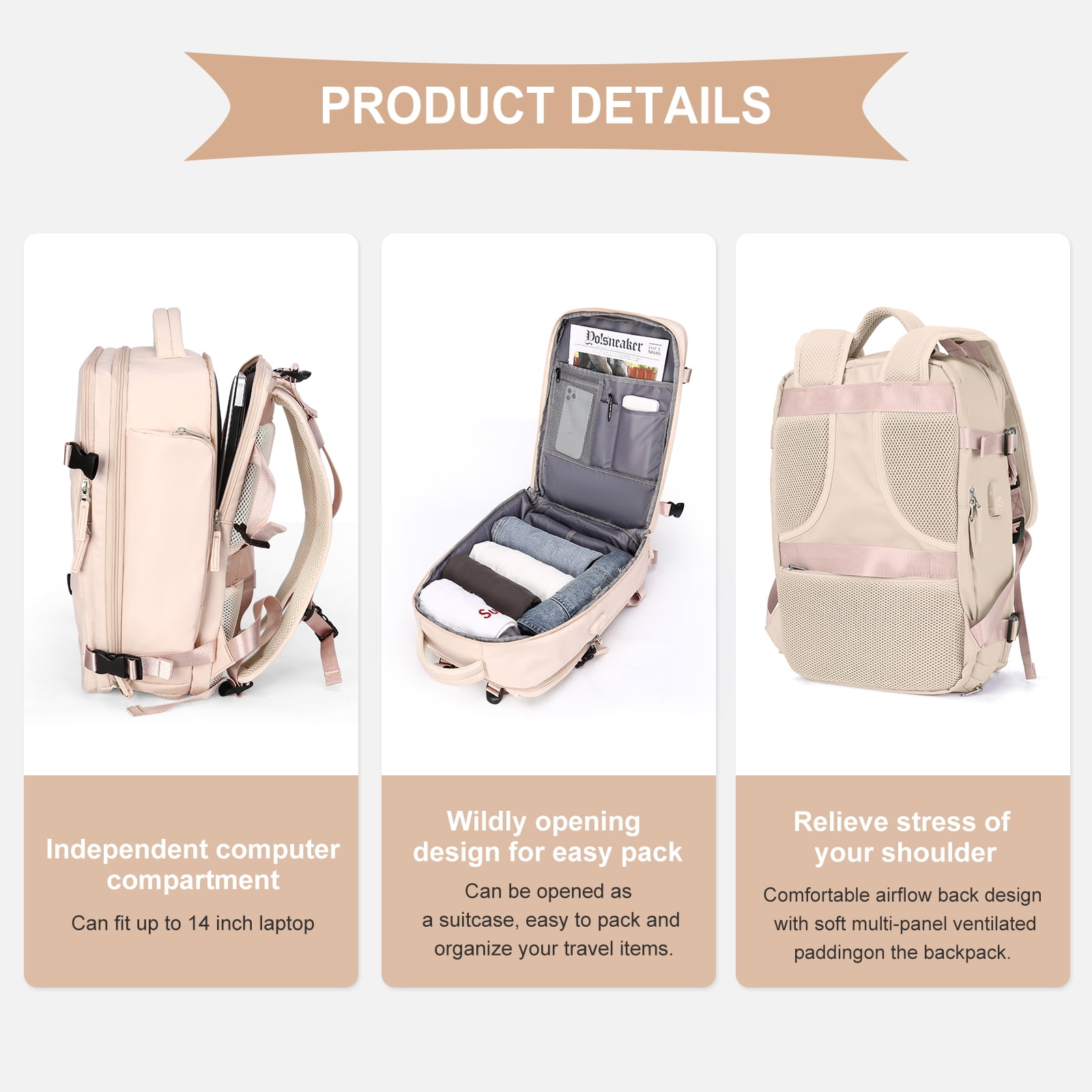 SEAFEW Daypack Für Damen – Cabin Baggage Tauglich, Mit Laptopfach & Wasserabweisend