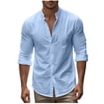 thumbnail image 2 of SDNall Button Up Shirt Men, T-Shirts for Men, Mens Shirts Casual, Mens Solid Color Stand Up Collar Button T-Shirt Long Sleeved Cardigan Shirt, Long Shirts for Men, Mens Pocket T-Shirts, 2 of 9