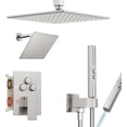 thumbnail image 3 of Shower System  Shower Faucet Set Bathroom Square Rain Shower Head and Handle Set  Wall Mounted Shower Fixtures With Shower Valve and Trim Kit  Matte, 3 of 3