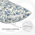 thumbnail image 3 of Naloa Vintage Blue Floral Pillowcase, Throw Pillowcase, Wrinkle-Free, Stain-Resistant with Hidden Zipper for Bedroom Sofa-14"x20", 3 of 6