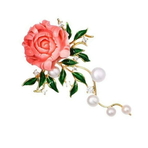 GRABLOOM Fashionable Alloy Flower Brooch Elegant Pearls Flower Pin Accessory Unique Brooch Collar Pin Jewelry Ornament