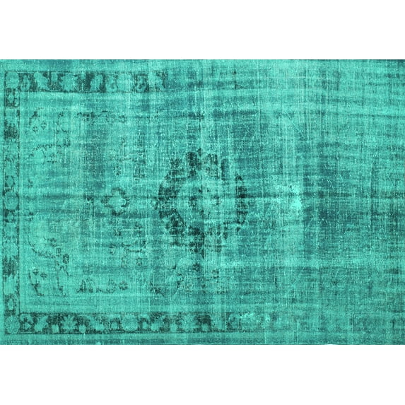 Ahgly Company Machine Washable Indoor Rectangle Persian Turquoise Blue Traditional Area Rugs, 3' x 5'