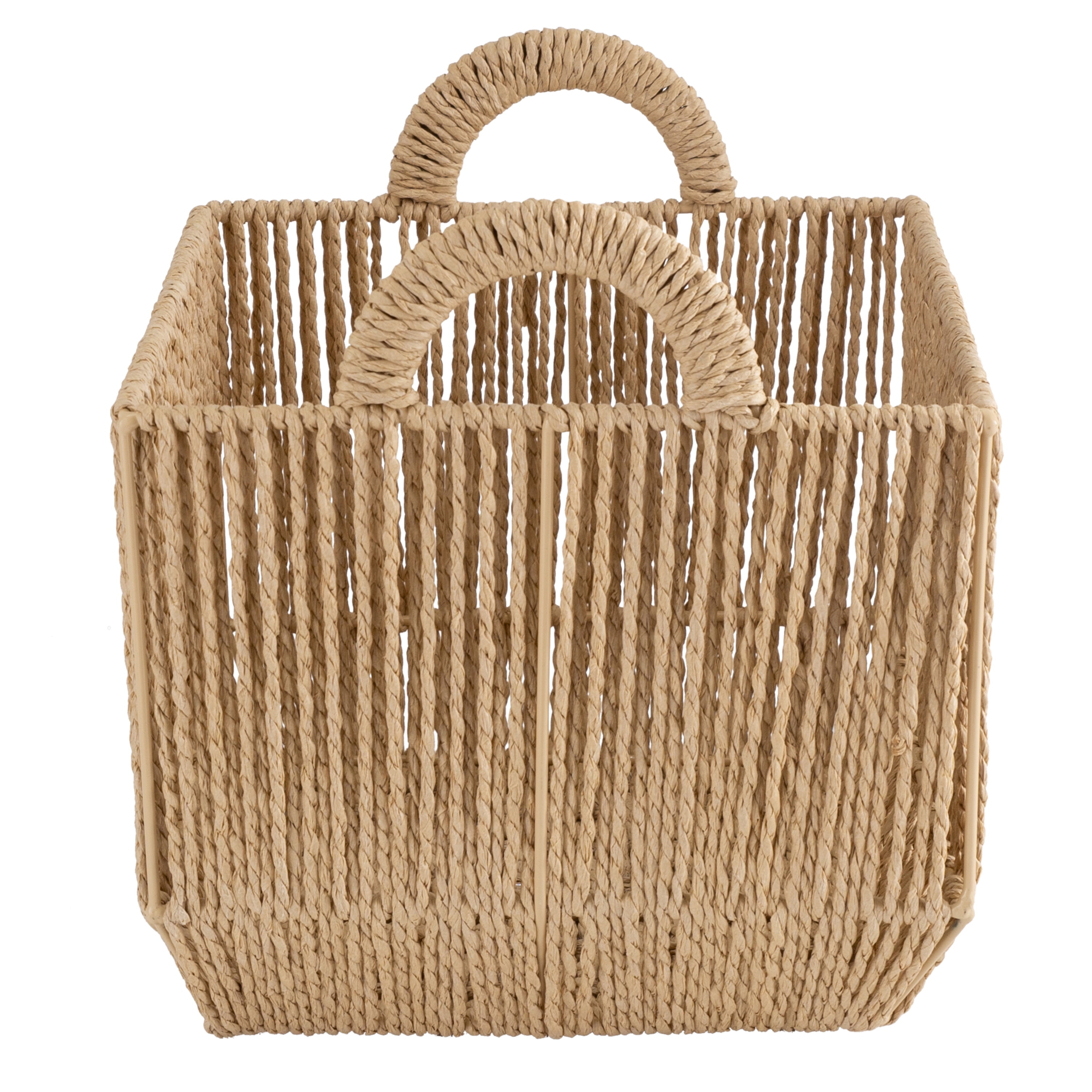 Simplify Vertical Weave Storage Basket Vertical Weave Paper Rope, Decorative Baskets, Handles