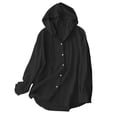 thumbnail image 3 of JPVDPA Cotton Linen Tops for Women Hooded Gauze Shirts Button Down Long Sleeve Blouses Lightweight Swimsuit Beach Coverups Black L, 3 of 9