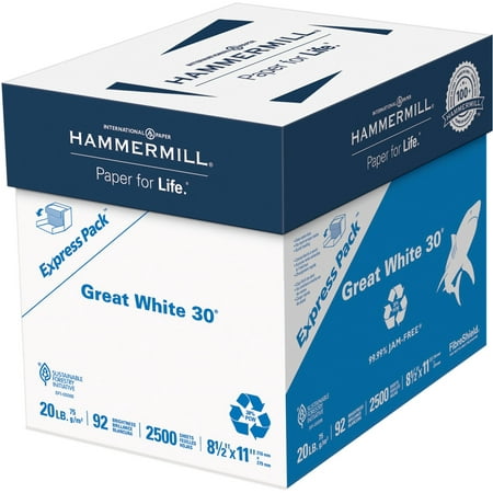 Hammermill, HAM67780, Great White Recycled Copy Paper, 2500 / Carton, White