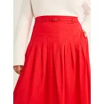 thumbnail image 5 of Free Assembly Women's Belted Cotton Pleated Midi Skirt, Sizes XS-4X, 5 of 5