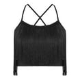 thumbnail image 3 of inhzoy Latin Dance Suit for Women Sleeveless Tango Ballroom Dance Tops with Tassel Latin Dance Pants Black M, 3 of 7