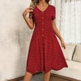 thumbnail image 7 of PFRNLF Summer Dresses for Women Short Sleeve Casual V Neck Swing Button Down Flowy Dress, 7 of 7