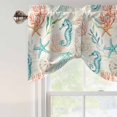 thumbnail image 5 of Tie Up Valances for Windows, Teal Red Coastal Adjustable Valance Curtains Window Treatment for Living Room, Nautical Seahorse Beach Coral Starfish Retro Rod Pocket Kitchen Curtains 54x18 Inch, 5 of 9