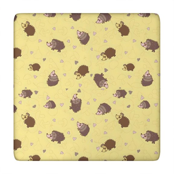 Yellow Hedgehog Love Square Fitted Tablecloth with Elastic Edge,Square Table Cover,Washable Elastic Table Cover for Home Kitchen Party Decor 34"x34"