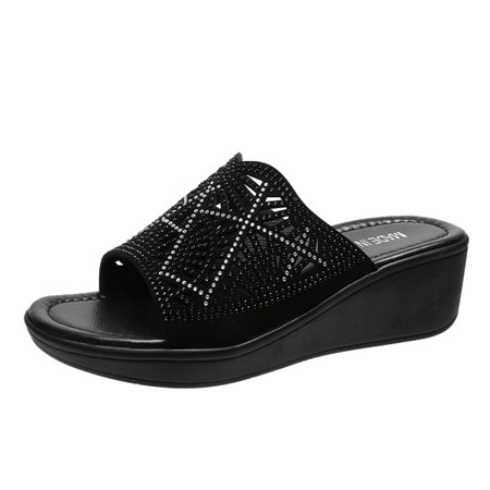 

Womens Fashion Wedges Open Toe Knot Beach Shoes Roman Slippers Sandals Memory Foam Wedges Shoes for Women Clear Wedges Heels for Women