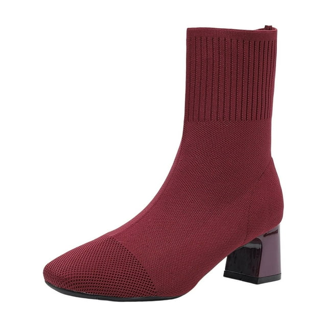 Chaussettes Bottes Chaudes à la Mode pour Femmes avec Bout Pointu et Talon Haut pour Usage Décontracté