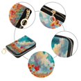 thumbnail image 3 of PU Leather Zip Card Holder Women's Card Case Zipper Card Case Compact & Lightweight Beautiful Flower Field, 3 of 7