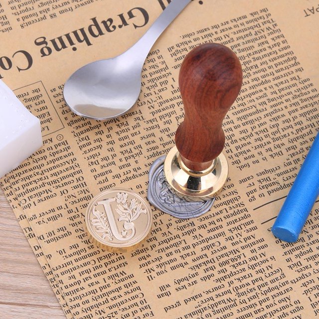 Estampilla Alfabeto inglés antiguo Letra Sello de metal Sellos de cera Palos Juego de velas (J Wdftyju Libre de BPA