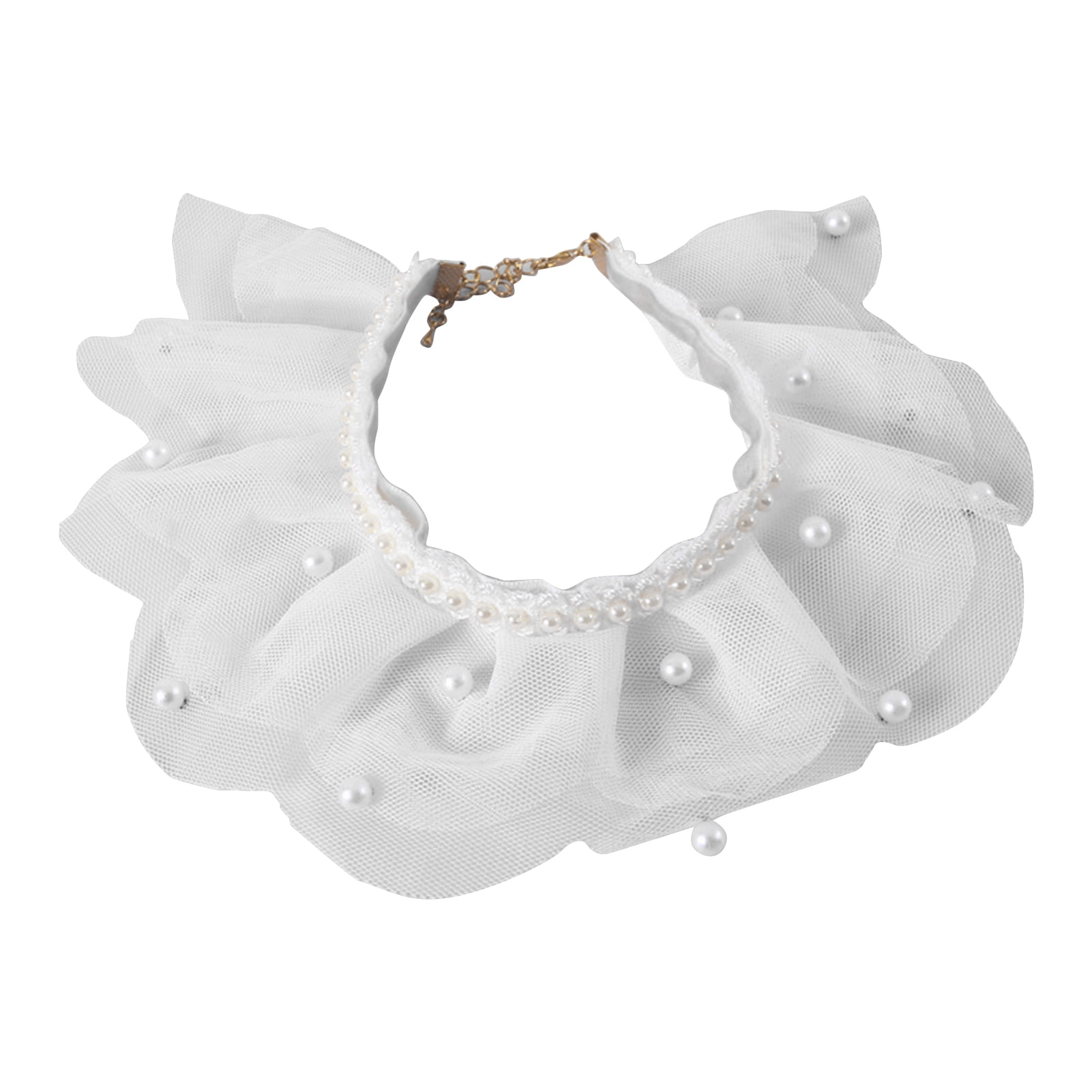 Fairnull Pet Collar Faux Pearl Decor Dress-up Adjustable Fashion Cat Dog  Pet Lace Collar for Spring Festival - Walmart.com
