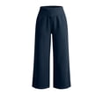 thumbnail image 6 of Qingpeng Womens Elastic High Waisted Pants Cropped Wide Leg Sweatpants Soft Fleece Knit Capri Palazzo Bottoms, 6 of 9
