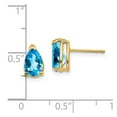 thumbnail image 3 of Real 14kt Yellow Gold 8x5mm Pear Blue Topaz Earrings; for Adults and Teens; for Women and Men, 3 of 3