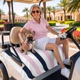 thumbnail image 3 of Golf Cart Seat Covers for 2 Seater, Pink Navy Blue Striped Soft Microfiber Cart Seat Towel Blanket, Farmhouse Stripe Art Absorbent Breathable Non Slip Bench Seats Protector for Golf Course 51"x31", 3 of 9